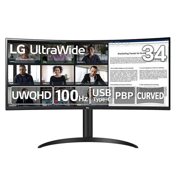 LG ウルトラワイドモニター 34WR55QC-B / 34in / UltraWide / 3440×1440 / 曲面 / 100サイクル / FreeSync/アンチ
