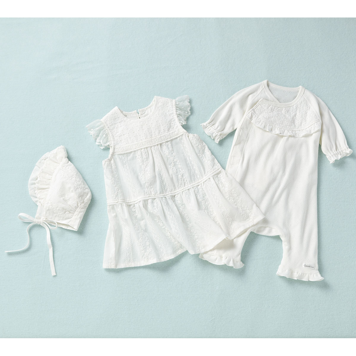 女の子 ロンパース 赤ちゃん 50cm 80cm ロンパース 退院 男の子 新生児 お祝いキッズ ベビー マタニティ ベビー服 帽子 カバーオール コンビミニ セレモニーパーフェクト3点セット セレモニードレス ベビー服 ベビードレス ラップクラッチ 春 出産祝い お宮参り