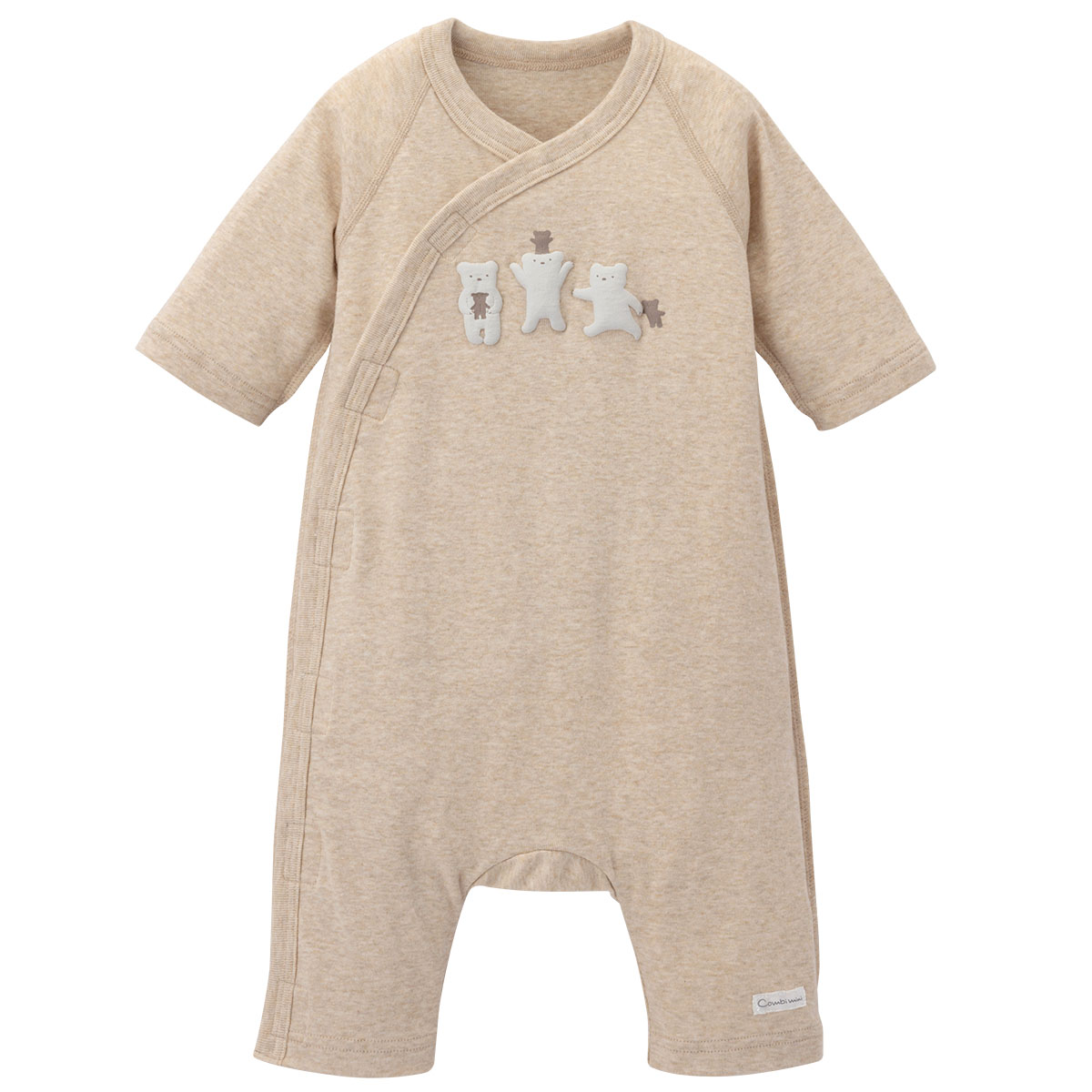 【40％OFF】《コンビミニ》おうちラップクラッチ（ゆるくま） : 男の子 女の子 50cm 60cm 70cm | 赤ちゃん ベビー 子供 服 ウェア 出産準備 出産祝い 新生児服 新生児 ロンパース カバーオール ブランド 退院 綿100 春服 長袖 おしゃれ【プレゼント】【outlet】【romper】画像
