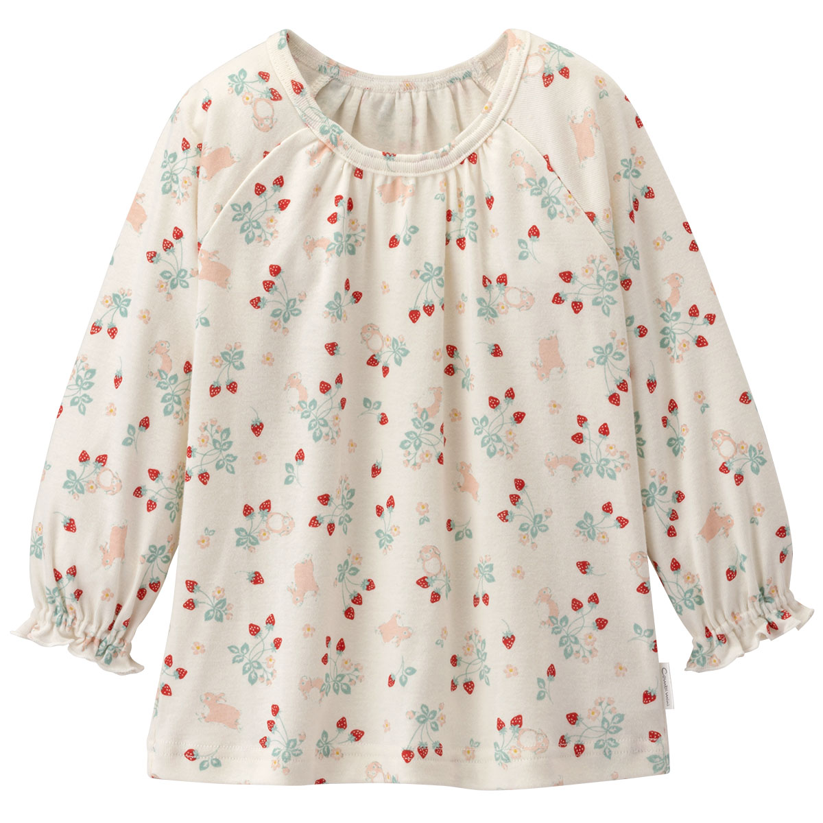コンビミニ》らくちんTシャツ いちご : 女の子 80cm 90cm 100cm 110cm 120cm 赤ちゃん 服 ベビー服 子供服 子ども  こども 春服 春 トップス ブランド ロングtシャツ ロンt ロングティーシャツ 長袖 キッズ ガールズ 長袖tシャツ マーケティング