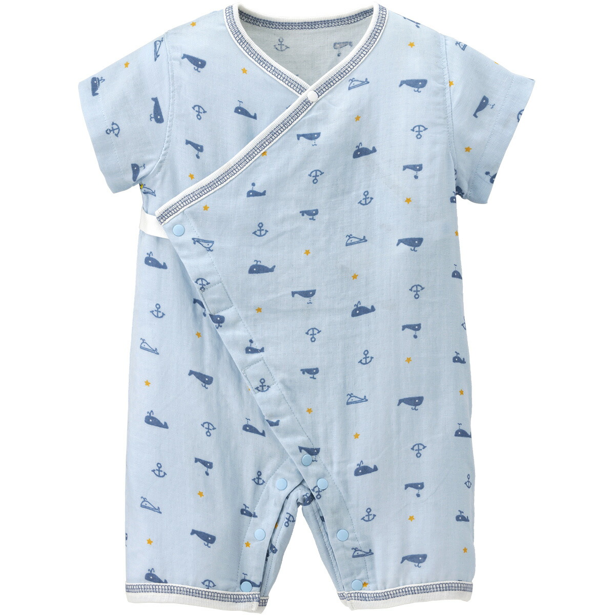 コンビミニ 半袖ベビさらオール クジラ 女の子 男の子 80cm 赤ちゃん 服 ベビー服 子供服 子ども こども ロンパース 春夏 夏服 カバーオール 半袖 出産祝い ガーゼ 綿100 ボディスーツ 肌着 ベビーウェア パジャマ 夏 ダブルガーゼ ブランド プレゼント 安い