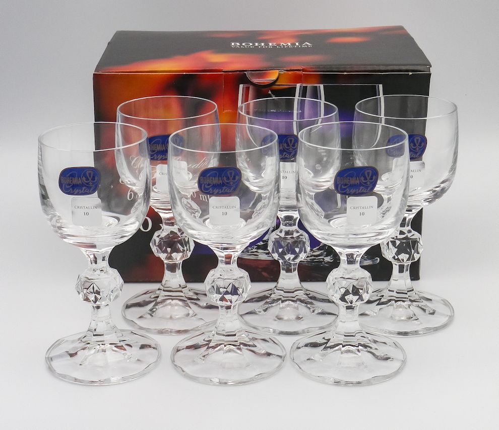 ボヘミアグラス リキュール ワイングラス 6点セット 鳥柄 ボヘミア