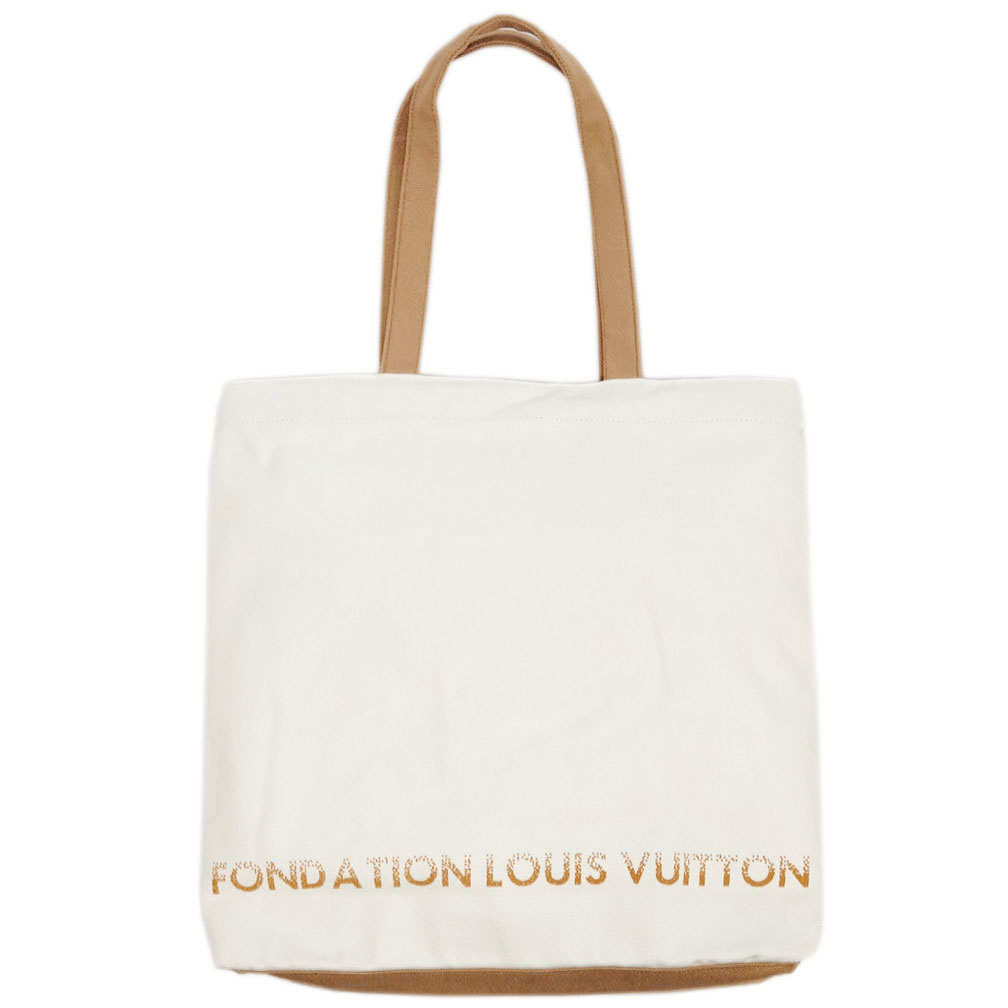 ルイヴィトン トートバッグ フォンダシオン 美術館限定トート キャンバス ホワイト ベージュ FONDATION LV-FDT-BE 速くおよび自由な