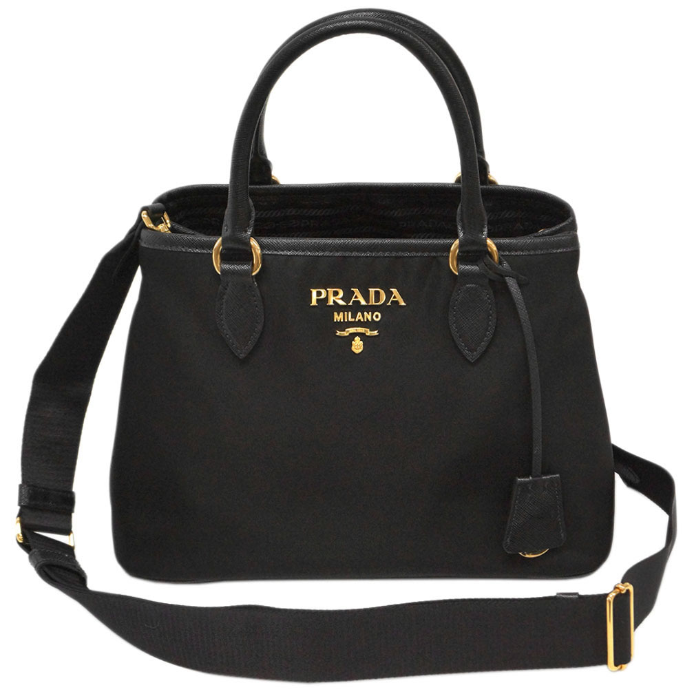 PRADA】プラダ 牛革 レザー TESSUTO SAFFIANハンドバッグ