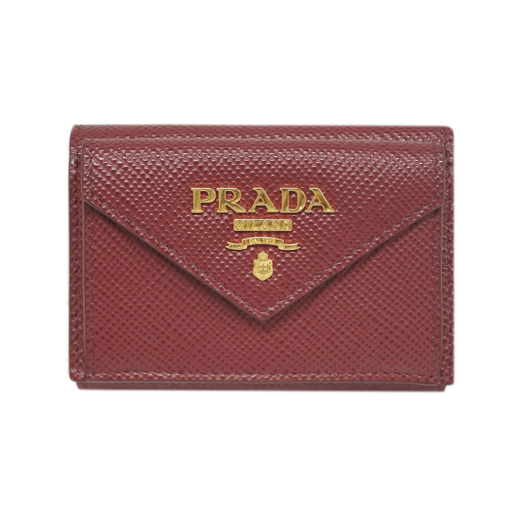 残り一つ新品 PRADA SAFFIANOゴールドプレート付二つ折コンパクト財布