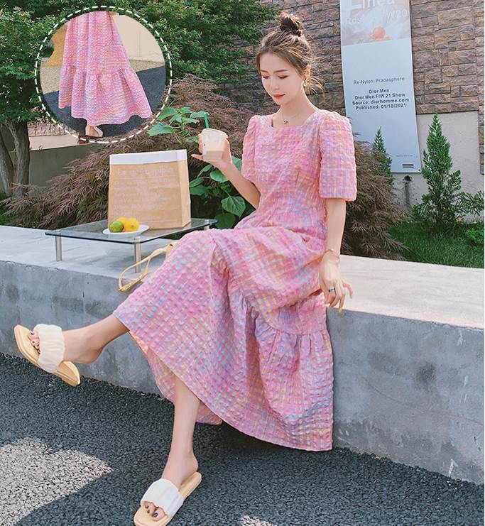 ワンピース フレアスカート フレアワンピース ティアードワンピース ロング ロング丈 マキシ マキシ丈 9分丈 アンクル丈 袖あり 半袖 パフスリーブ スクエアネック 襟なし フレア 切り替えデザイン かわいい 大人可愛い カジュアル 大人 おしゃれ お洒落 レトロ 大人女子｜Come to Store