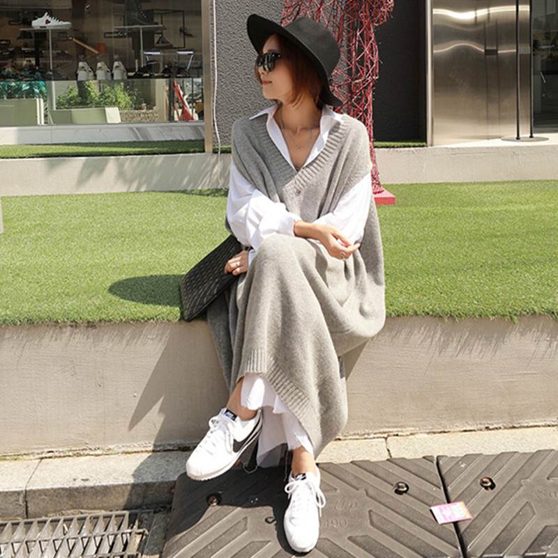 楽天市場】ニットベスト ワンピース フレアワンピース ひざ丈 膝上 袖