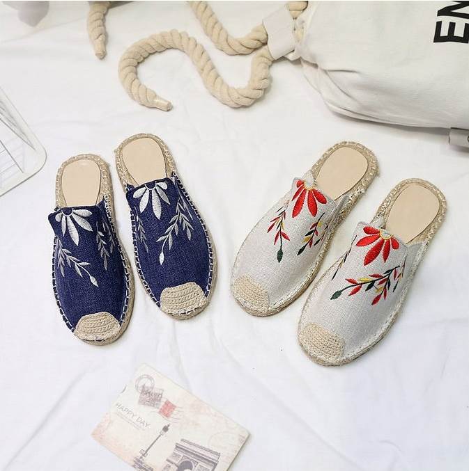 アジアン 刺繍 エスパドリーユ ペタンコ サンダル パブーシュ レディースシューズ フラットシューズ ぺたんこシューズ フラット ぺたんこ ペタンコ かわいい 大人可愛い カジュアル おしゃれ レトロ ラブリー キュート ラフ 個性的 エスニック エキゾチック 花柄 リーフ柄