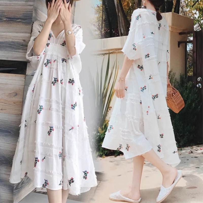 styling/ 花火柄刺繍　シフォンワンピースマキシ丈ワンピース　スタイリング Bamboo2 花柄シフォン ロングワンピースの通販 by rakupi's shop