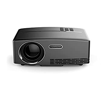 【中古】LCD 1800lumens携帯型固定ディスクホームシネマミニLED映写機800x480 HDMI液晶競り合いマイコンデジタルミニプロジェクター1080PプロクターRed＆Blue 3