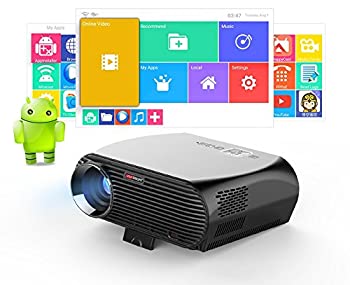 【中古】LCD LED 3200ルーメンスマートアンドロイドマルチスクリーンホームシアターシネマHDMI USB LED携帯型WIFI Bluetoothムービービデオプロジェ