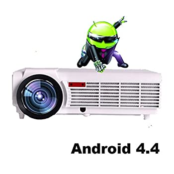 【中古】高品質Projection 200インチスクリーンアンドロイドWIFI 1080p盛りだくさん固定ディスク携帯型LEDホームシアターマルチメディアプロジェクター、200W LED照明ランプ