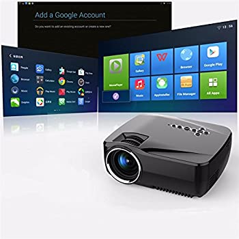 【中古】高特性の固定ディスクミニプロジェクタープロジェクション100inchスクリーンミニプロジェクターAndroid 4.4 WIFI Bluetooth 4.0 固定ディスク LED 1600Lumensホームシ