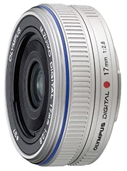【中古】OLYMPUS ホットケーキ水晶体 M.ZUIKO DIGITAL 17粍 F2.8 しろがね色 TV・オーディオ・カメラ-カメラ用交換レンズ-カメラ・ビデオカメラ・光学機器