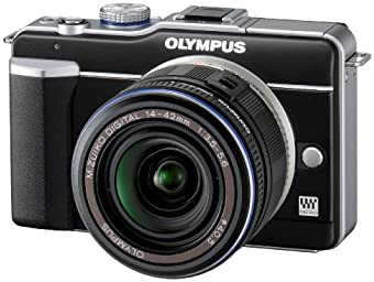 【中古】OLYMPUS 鏡鑑受け答え一眼 PEN E-PL1水晶体一揃いの道具 黒いこと E-PL1 LKIT BLK