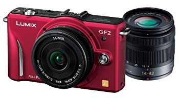 【中古】パナソニック デジタル一眼写真機 GF2 ダブルレンズキット(14粍/F2.5ホットケーキ水晶体、14-42粍/F3.5-5.6標準尺度望遠レンズ嘱する)