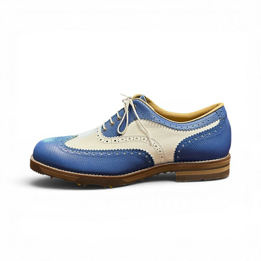 53ゴルフシューズ Noble pro(ノーブルプロ）White×Blue 25.5多情多感 1足のみ