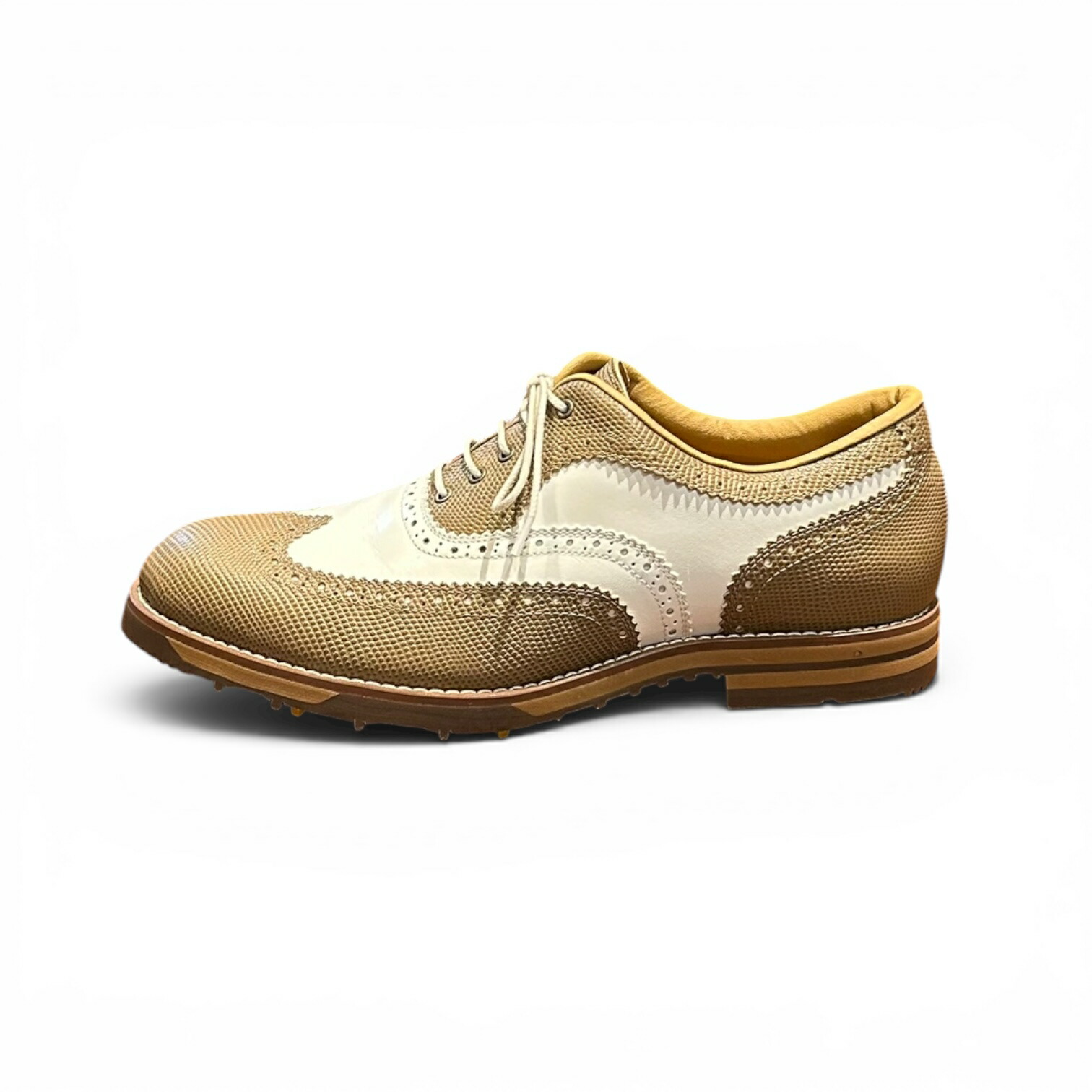 53ゴルフシューズ Noble pro(ノーブルプロ）White×Light Brown 26.5多情多感 1足のみ