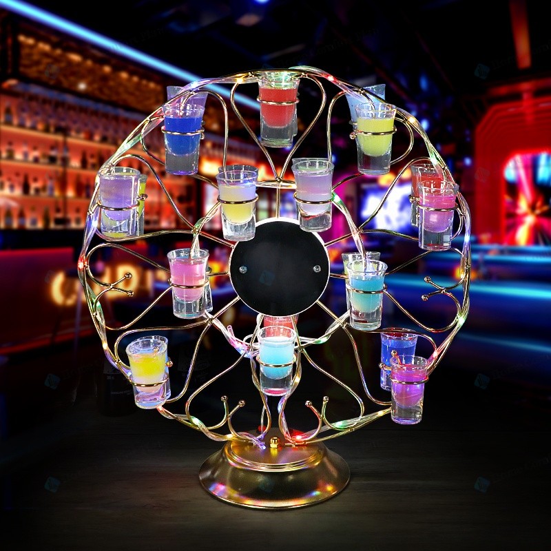 「2026最新発売」円形LED酒グラス棚 LED酒ボトルの表示棚カクテルバーホテル LED酒棚の表示棚 酒器 船型酒棚 パーティ 開店祝いカクテル 開店 レストラン 装飾 ワイングラス掛け 24カップ｜Home Comfort Plan