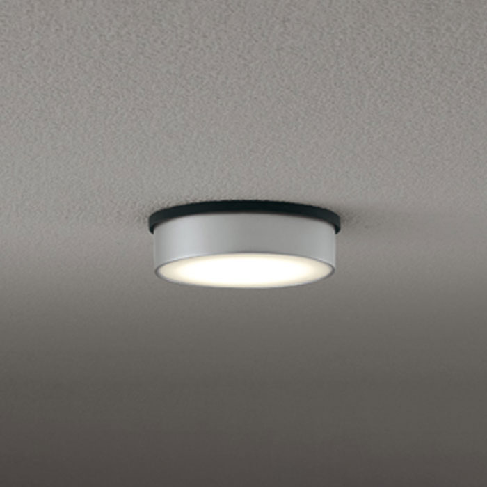 オーデリック エクステリア LEDシーリングダウン フラットプレート 軒下取付専用 防雨型 白熱灯100W相当 マットシルバー 電球色：OG264299LR