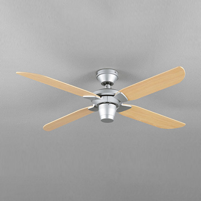 オーデリックシーリングファンAC MOTOR FAN リモコン付マットシルバー&times;ナチュラル延長パイプ無：WF055延長パイプ15cm：WF055+WF982P1延長パイプ30cm：WF055+WF983P1延長パイプ60cm：WF055+WF986P1延長パイプ90cm：WF055+WF989P1｜照明器具のCOMFORT