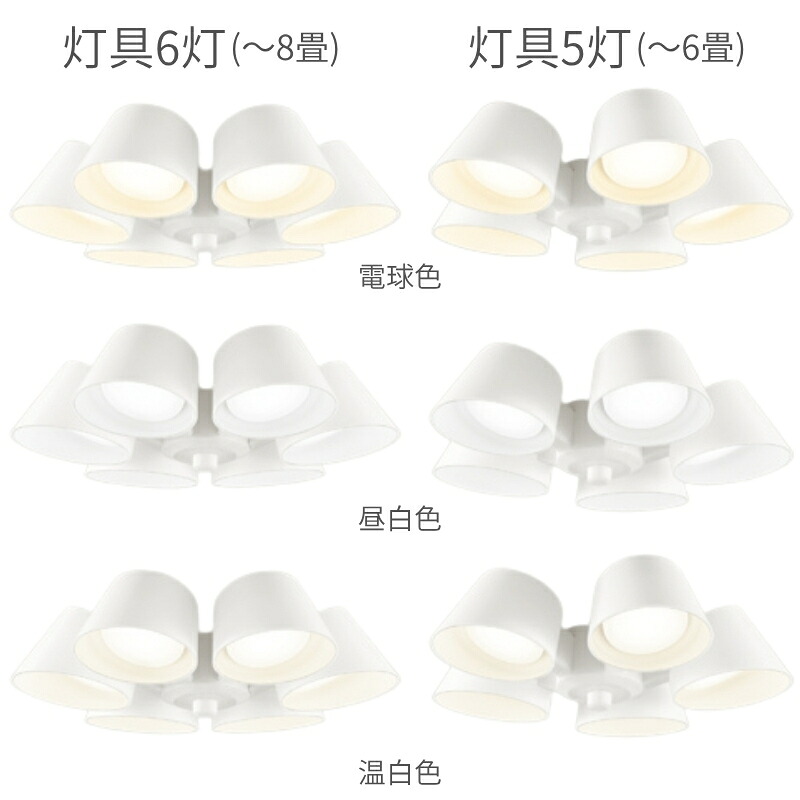 オーデリック シーリングファン用 LED灯具 WF054専用 オフホワイト ■6灯 ~8畳用 電球色:WF226LR 昼白色:WF226NR 温白色:WF226WR ■5灯 ~6畳用 電球色:WF227LR 昼白色:WF227NR 温白色:WF227WR