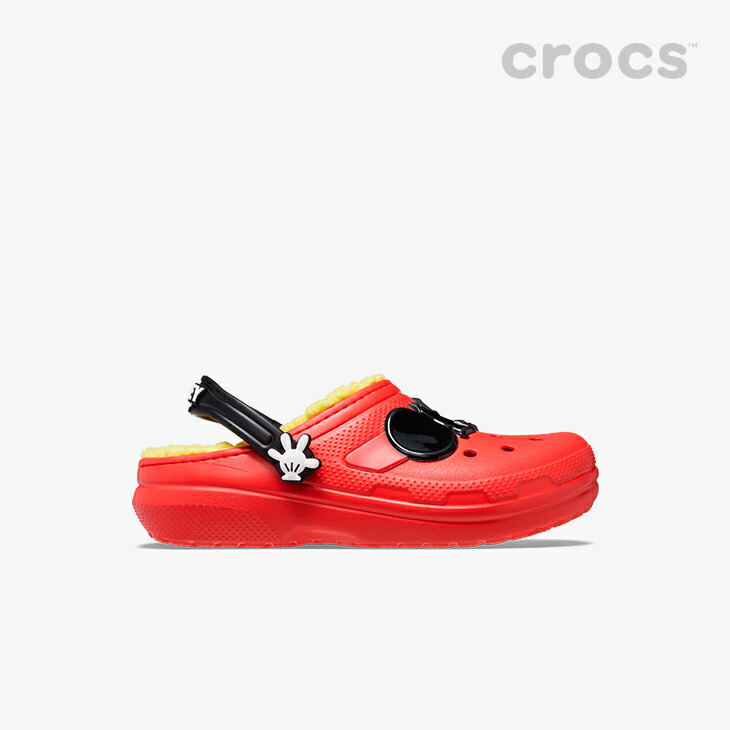 クロックス ボア キッズ クラシック ラインド ディズニー ミッキー マウス クロッグ キッズ ブラック レッド Crocs Kids Classic Lined Disney Mickey Mouse Clog Black Red 通販でクリスマス
