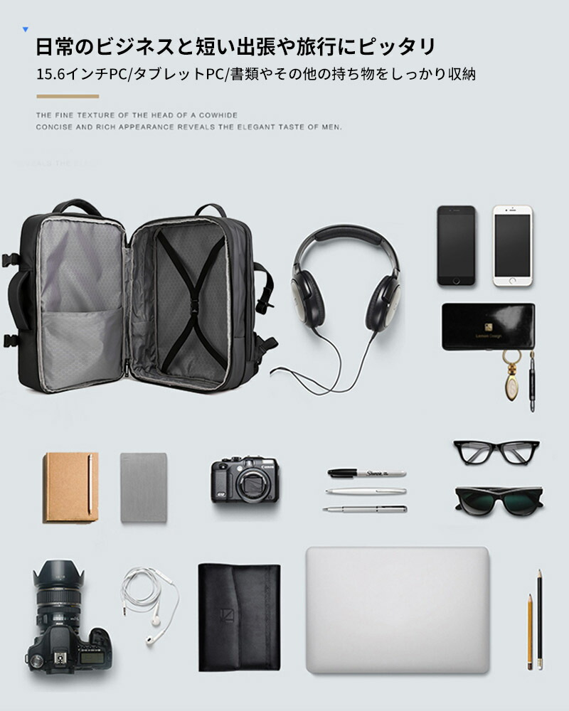 ビジネスリュックカジュアルバックパックメンズリュック防水5層式収納大容量4wayUSB充電ポート15.6インチノートパソコンA4ラップトップバック多機能撥水加工耐衝撃通勤出張アウトドア旅行通学ブラック