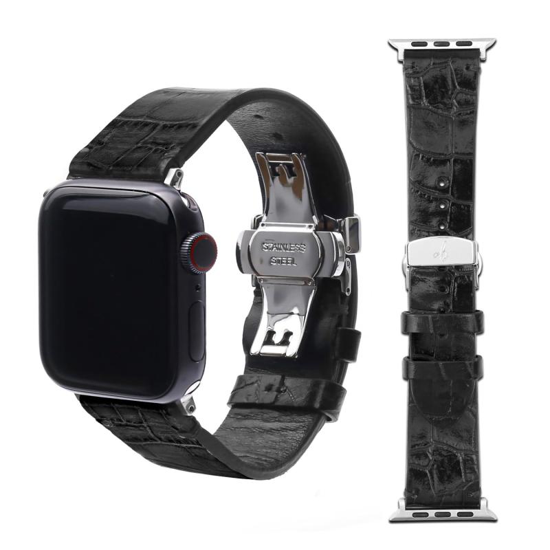 [アビーシグネチャー] Apple Watch用レザーバンド 41/40/38mm用 LIPARI イタリアンレザーバンド ブラック ABS26144AW｜コマンド