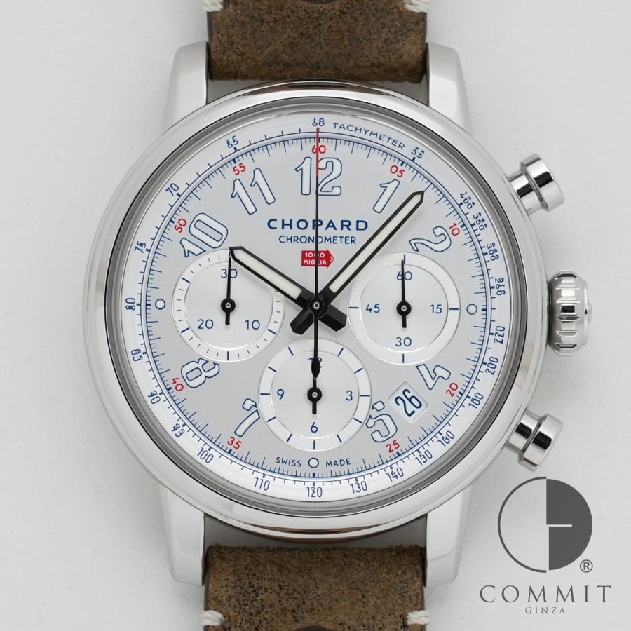 ショパール ミッレ ミリア クラシック クロノグラフ トリビュート トゥ サー・スターリング・モス Ref.168619-3012 ステンレススチール シルバー文字盤 【極美品】【腕時計】【送料無料】