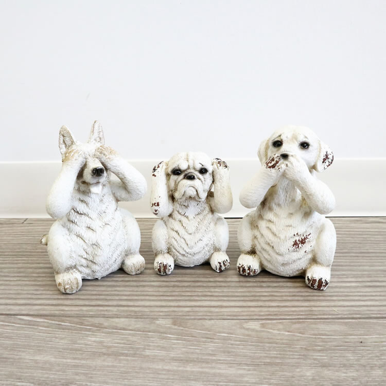 楽天市場】オブジェ 置物 犬 インテリア かわいい おしゃれ 見ざる