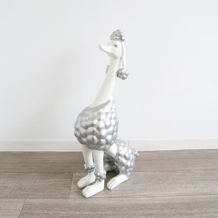 楽天市場】プードルの置物 大 Lサイズ(sz-191) ホワイト 白 プードル