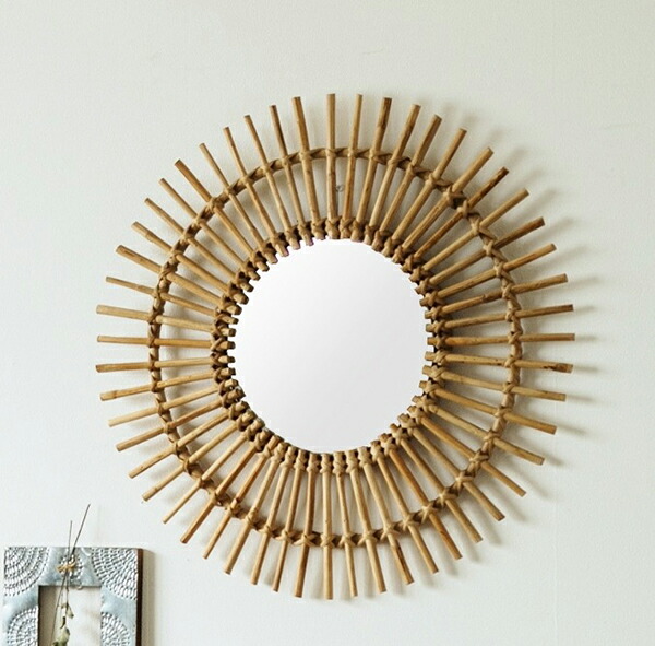 楽天市場 送料無料 ラタン お洒落 可愛い ウォールミラー 壁掛け 玄関 鏡 かべかけ 壁掛 かがみ カガミ おしゃれ コミットアンド楽天市場店