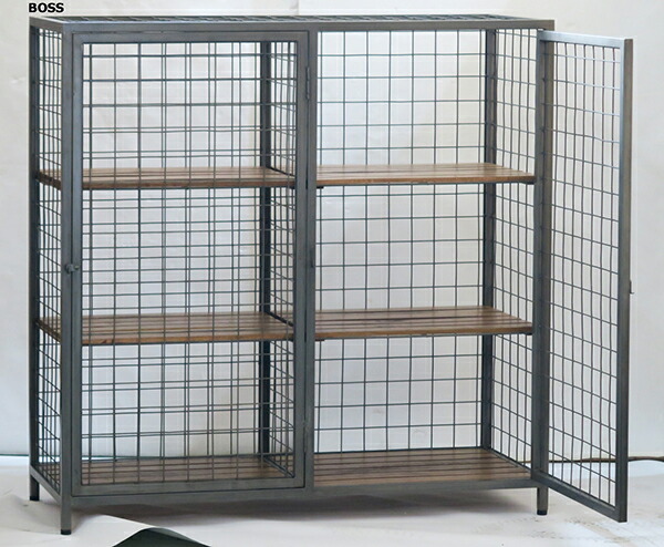 送料無料 キャビネット アイアン ブルックリン おしゃれ 天然木 木製 かっこいい 収納家具 アンティーク キッチン収納 リビングボード 本棚 ラック 収納棚 飾り棚 おしゃれ 西海岸 ブルックリン インダストリアル 男前インテリア コミットアンド店キャビネット アイアン