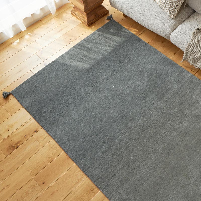 ラグ 130x190cm グレー ラグマット ルミィ ホットカーペットカバー ラグカーペット タッセル オールシーズン 一年中 春夏秋冬 ウール おしゃれ シンプル 無地 モダン 和モダン アジアン 北欧 エスニック インテリアマット リビング