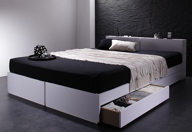 引き出し収納 Oslo 棚付き ホワイト 大容量収納付きベッドインテリア 寝具 収納 シングル コンセント付き ブラック 収納付きベッド 収納ベッド オスロ 送料無料 収納ベッド マットレスセット 棚付き コンセント付き Oslo オスロ トッパー付きスタンダードボンネル