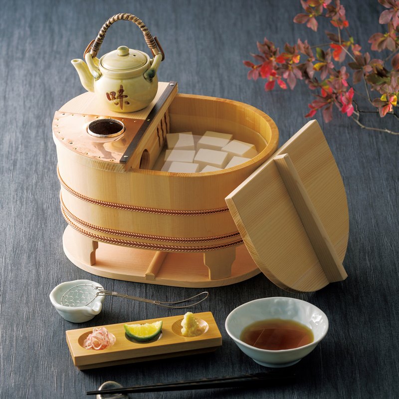 希望者のみラッピング無料】 椹 小判型湯豆腐セット 2人用