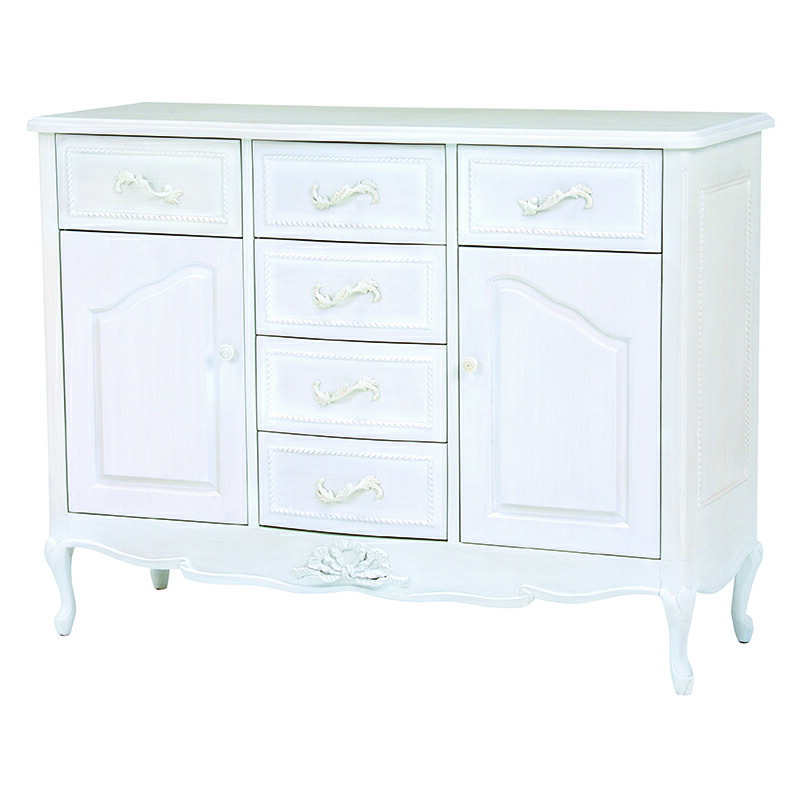 激安 直営 店 通販 クラシックな上品さとモダンなテイストをあわせ持つアンティーク風ワイドキャビネット キャビネットお洒落 可愛い プリンセス ロリータ クラシック 送料無料 モダン キャビネット 幅1cm ワイドキャビネット おしゃれ 白 収納 棚 猫脚キャビネット