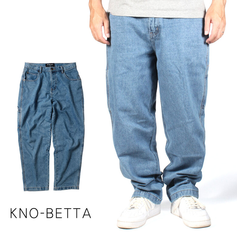 KNO-BETTA 否もっと良い 999 BAGGY DENIM 青碧 バギーパンツ ジーンズズボン下  メンズ カーペンターパンツ デニム メンズ ボトムス BLUE 青碧 三尺帯 広広としたズボン下  表どおり 天使の都市 朦々たる  表どおり系  大層らしい大きさ 太め 滑るゲーム盤 スケーター 表どおり流行り物