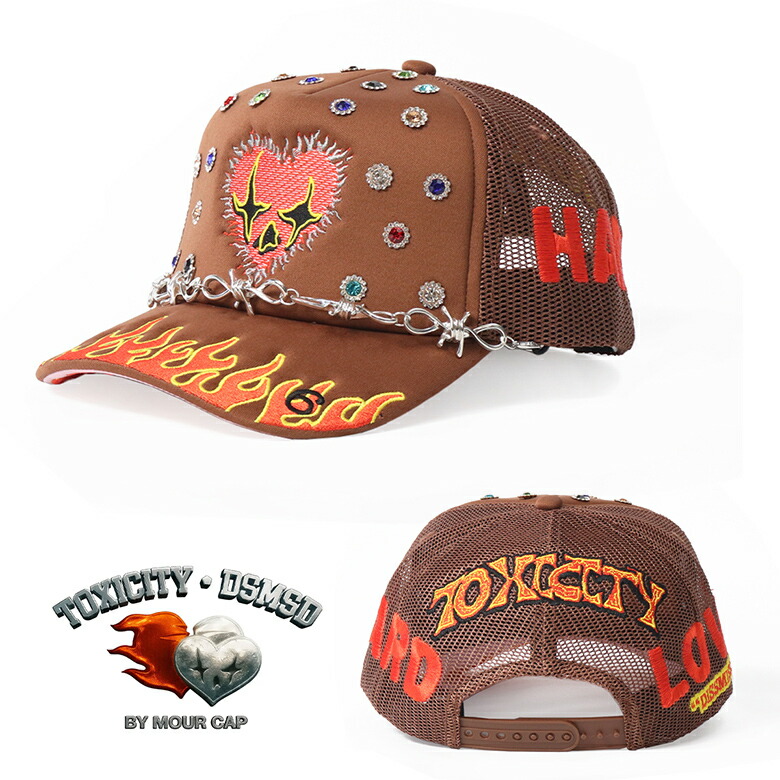 TOXICITY × DSMSD LOVE HARD TRUCKER BROWN ロゴ 海外ブランド インポート メンズ ヒップホップ B系 ストリート 人気 ブランド 帽子 スナップバック  黒 白 キャップ CAP シンプル メンズ 海外ブランド