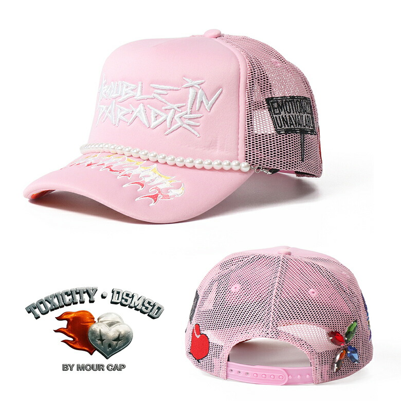 TOXICITY × DSMSD TROUBLE IN PARADISE TRUCKER  PINK ロゴ 海外ブランド インポート メンズ ヒップホップ B系 ストリート 人気 ブランド 帽子 スナップバック  黒 白 キャップ CAP シンプル メンズ 海外ブランド