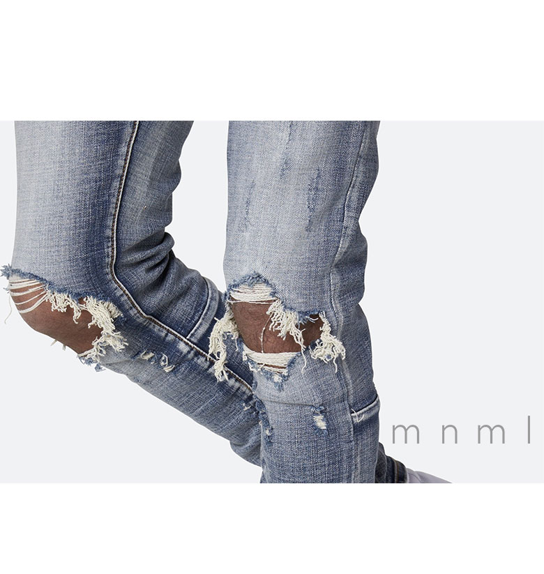 【楽天市場】mnml ミニマル M1 STRETCH DENIM BLUE クラッシュ ダメージジーンズ ダメージ デニムパンツ ストレッチ