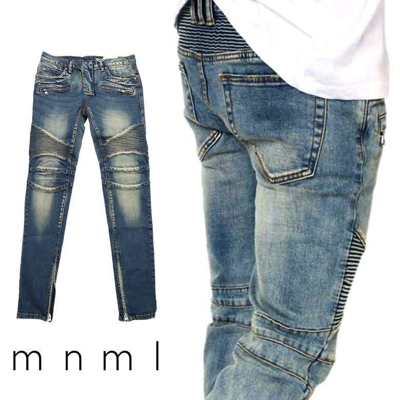 mnml M12 ウォッシュ加工ストレッチジッパーデニムパンツ 30