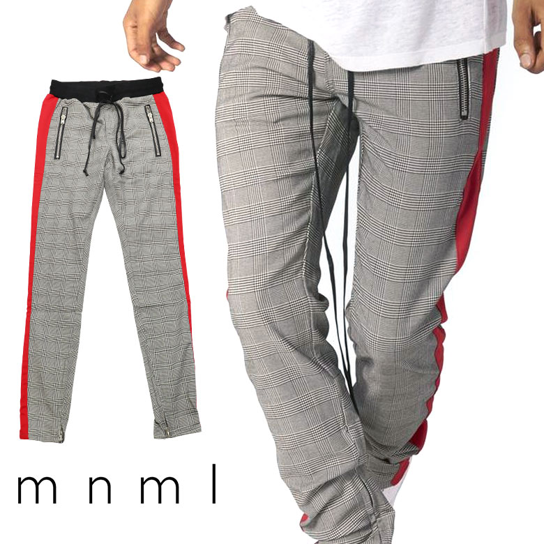 【楽天市場】【40%OFF】 mnml ミニマル GRANDPA TRACK PANTS GREY/RED ライン トラックパンツ トラック