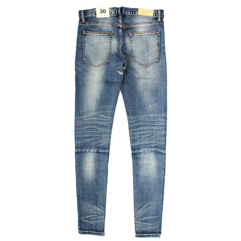 【楽天市場】【20%OFF】 mnml ミニマル M12 STRETCH DENIM BLUE クラッシュ ダメージジーンズ デニムパンツ