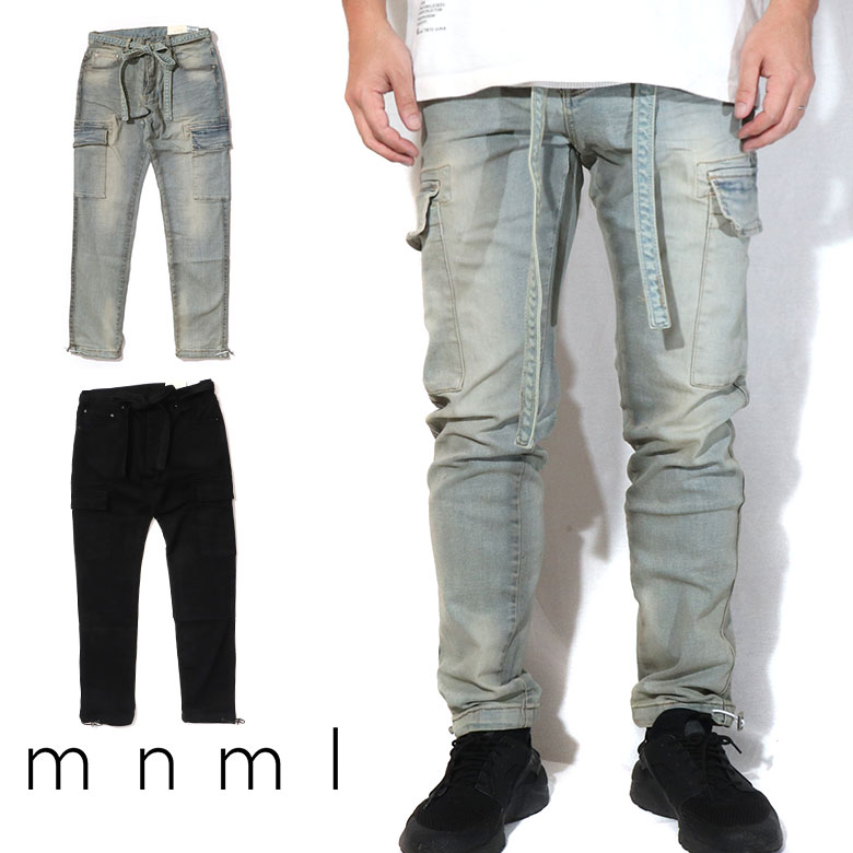 超激安 10 Off Mnml ミニマル Denim Cargo Pants カーゴ デニム ジーンズ ダメージ デニムパンツ ストレッチ デニム スキニー カーゴパンツ ジーンズ ブラック メンズ ドローコード ベルトひも ワイドパンツ ブランド ストリート 開店祝い Azurpiscines68 Fr