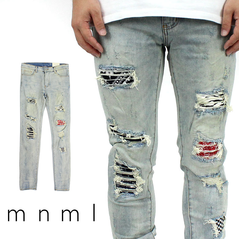 楽天市場 Mnml ミニマル X162 Stretch Denim クラッシュ ダメージジーンズ ダメージ デニムパンツ デニム スキニー スキニージーンズ ストレッチ ジーンズ メンズ タイト デニム インポート ブランド ストリート ファッション Common Sense