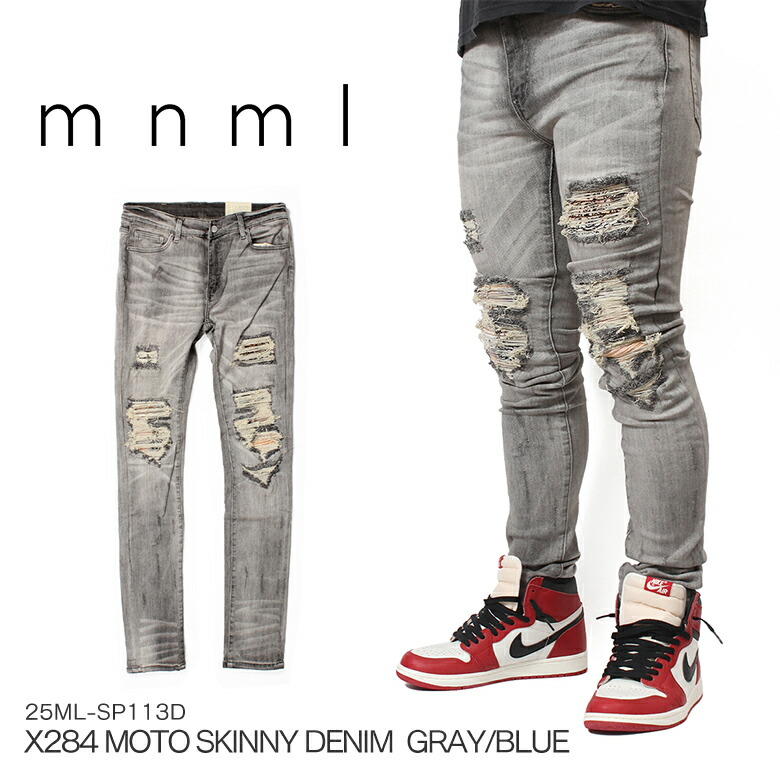 mnml デニム mnml デニム ミニマル ダメージデニム スキニーデニム ストレッチ