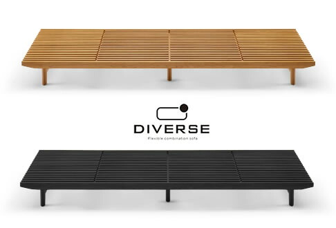DIVERSE　ディバース フレキシブル コンビネーション ソファ 　ウッドベースL　wood　base-L　AN80206W-(PN200/PB400)　ナチュラル　ブラック　朝日木材加工｜インテリア　コミュニケーション