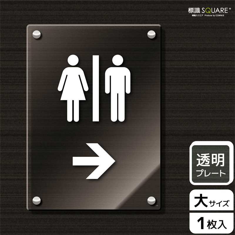 高い素材 標識スクエア お手洗いマーク 右 タテ 大 透明プレート 看板 0 276mm Cak1171 1枚 コムニス Comnis 店w 限定製作 Bs Ict Com